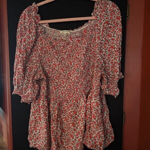 Max Studio Red Floral Blouse